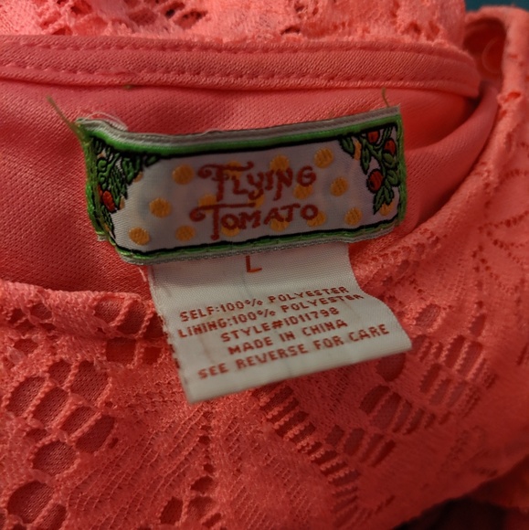 Vibrant Coral Lace Short Skater Dress - Picture 6 of 6